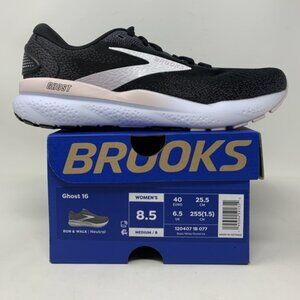 Women's Brooks Ghost 16, Black/White/Orchid Ice, 8.5 B Medium US